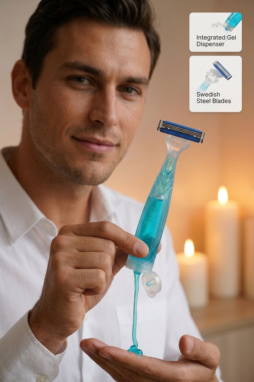 Trip Self Gel Razor — integrated gel dispenser and Swedish steel blades